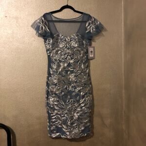 JS Collection Illusion Mother of Bride Prom Embroidered Soutache Cocktail Dress